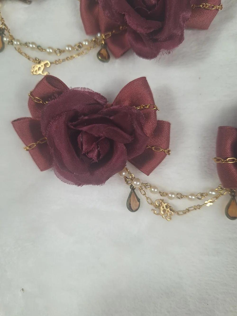 Innocent World Burgundy Rose Chain Hair Ornaments | Set of 2 🎀